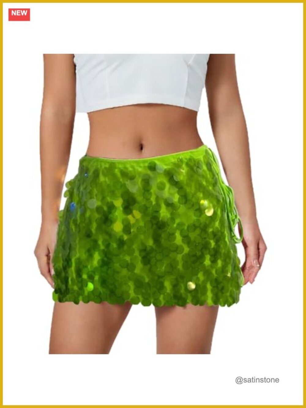 Sequin Mini Skirt Low Waist Sparkle Glitter Party Y2K Side Tie
